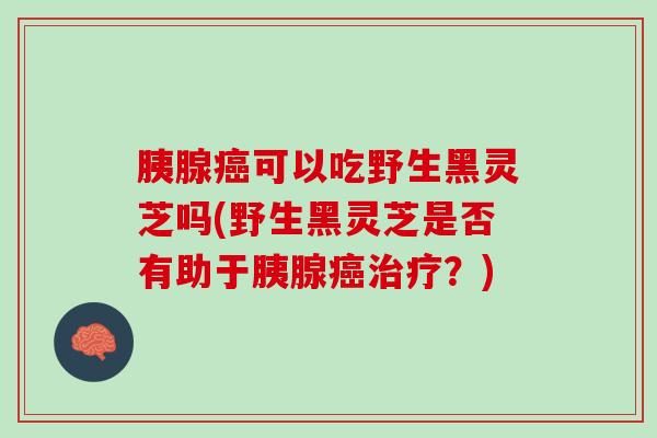 胰腺癌可以吃野生黑灵芝吗(野生黑灵芝是否有助于胰腺癌治疗？)