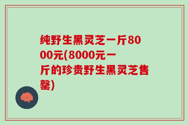 纯野生黑灵芝一斤8000元(8000元一斤的珍贵野生黑灵芝售罄)