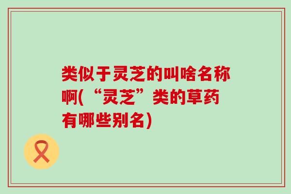 类似于灵芝的叫啥名称啊(“灵芝”类的草药有哪些别名)