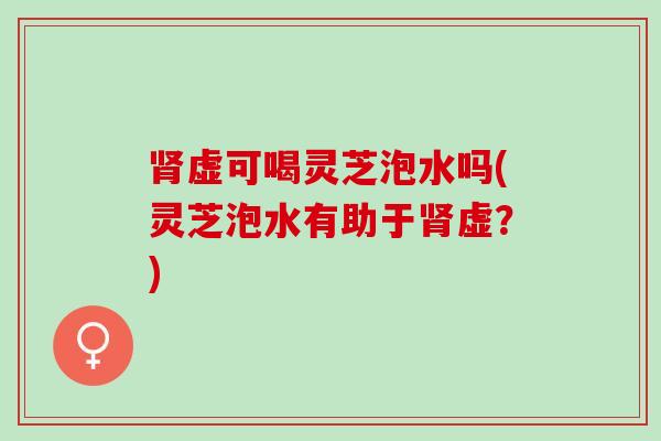 肾虚可喝灵芝泡水吗(灵芝泡水有助于肾虚？)