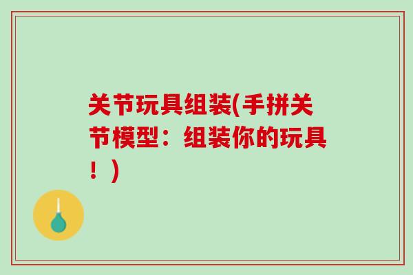 关节玩具组装(手拼关节模型：组装你的玩具！)