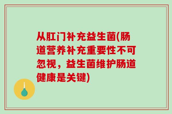 从肛门补充益生菌(肠道营养补充重要性不可忽视，益生菌维护肠道健康是关键)