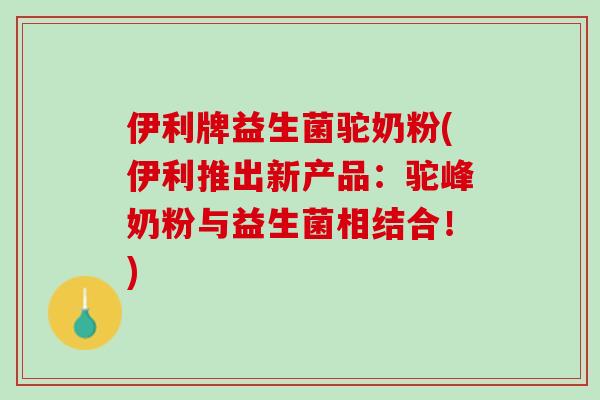 伊利牌益生菌驼奶粉(伊利推出新产品：驼峰奶粉与益生菌相结合！)