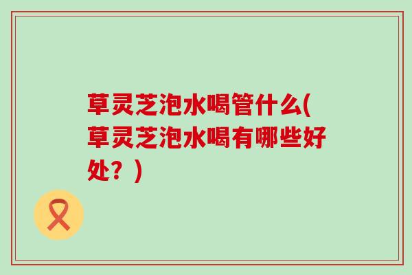 草灵芝泡水喝管什么(草灵芝泡水喝有哪些好处？)