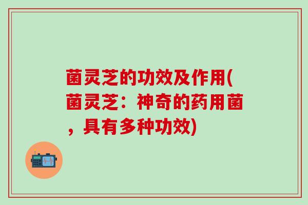 菌灵芝的功效及作用(菌灵芝：神奇的药用菌，具有多种功效)