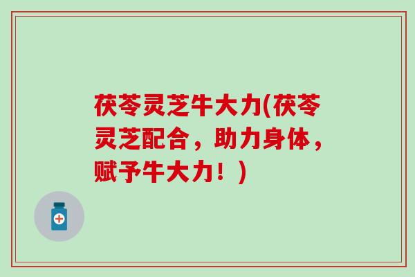 茯苓灵芝牛大力(茯苓灵芝配合，助力身体，赋予牛大力！)