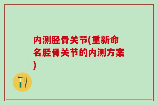 内测胫骨关节(重新命名胫骨关节的内测方案)