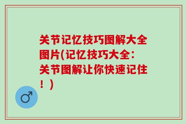 关节记忆技巧图解大全图片(记忆技巧大全：关节图解让你快速记住！)