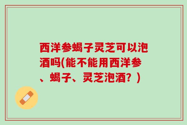 西洋参蝎子灵芝可以泡酒吗(能不能用西洋参、蝎子、灵芝泡酒？)