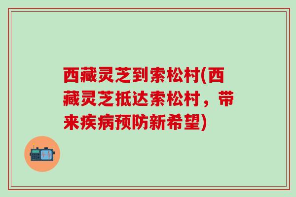西藏灵芝到索松村(西藏灵芝抵达索松村，带来疾病预防新希望)