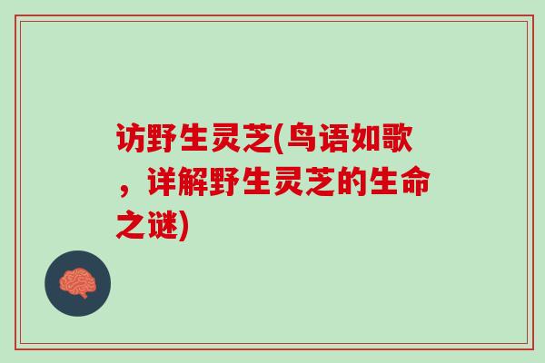 访野生灵芝(鸟语如歌,详解野生灵芝的生命之谜) 访野生灵芝(鸟语如歌,详解野生灵芝的生命之谜)