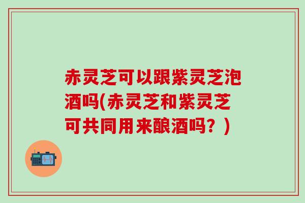 赤灵芝可以跟紫灵芝泡酒吗(赤灵芝和紫灵芝可共同用来酿酒吗?) 赤灵芝可以跟紫灵芝泡酒吗(赤灵芝和紫灵芝可共同用来酿酒吗?)