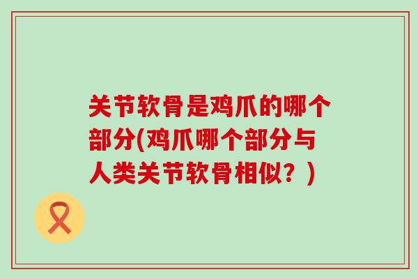关节软骨是鸡爪的哪个部分(鸡爪哪个部分与人类关节软骨相似？)