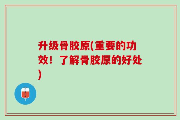 升级骨胶原(重要的功效！了解骨胶原的好处)