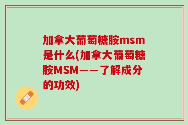 加拿大葡萄糖胺msm是什么(加拿大葡萄糖胺MSM——了解成分的功效)