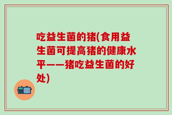 吃益生菌的猪(食用益生菌可提高猪的健康水平——猪吃益生菌的好处)