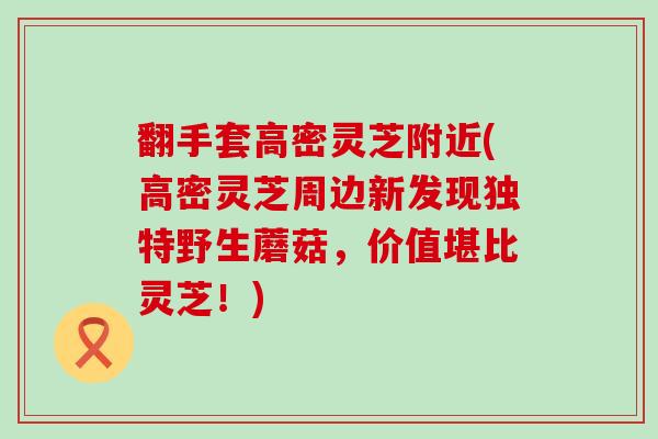 翻手套高密灵芝附近(高密灵芝周边新发现独特野生蘑菇，价值堪比灵芝！)