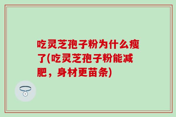 吃灵芝孢子粉为什么瘦了(吃灵芝孢子粉能减肥，身材更苗条)