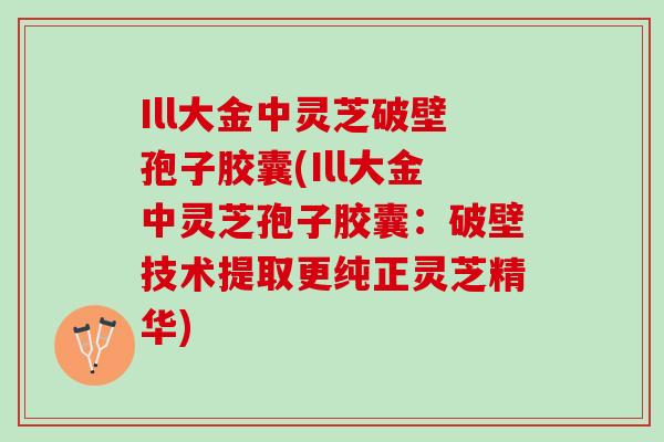 Ill大金中灵芝破壁孢子胶囊(Ill大金中灵芝孢子胶囊：破壁技术提取更纯正灵芝精华)