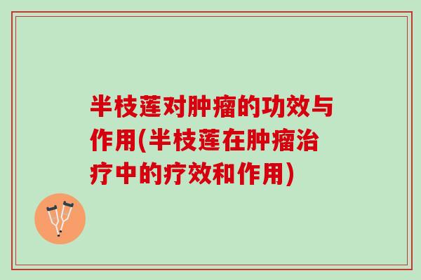 半枝莲对肿瘤的功效与作用(半枝莲在肿瘤治疗中的疗效和作用)