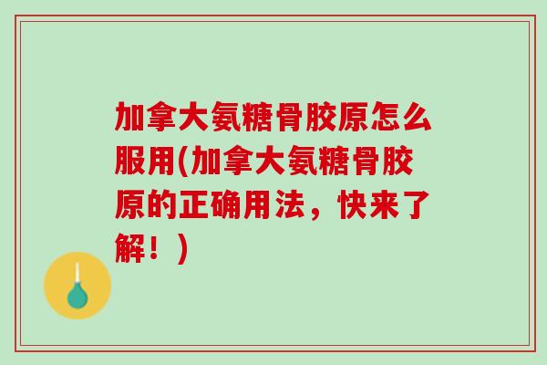 加拿大氨糖骨胶原怎么服用(加拿大氨糖骨胶原的正确用法，快来了解！)