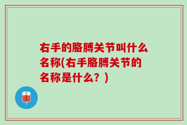 右手的胳膊关节叫什么名称(右手胳膊关节的名称是什么？)