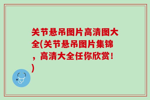 关节悬吊图片高清图大全(关节悬吊图片集锦，高清大全任你欣赏！)