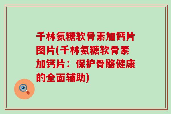 千林氨糖软骨素加钙片图片(千林氨糖软骨素加钙片：保护骨骼健康的全面辅助)