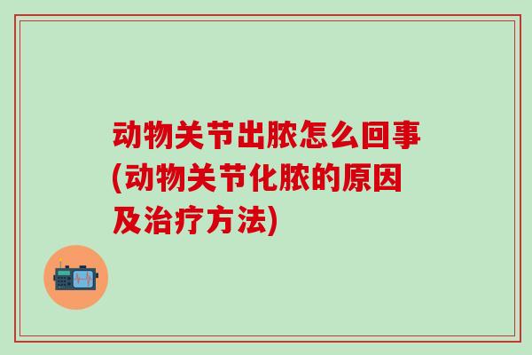 动物关节出脓怎么回事(动物关节化脓的原因及治疗方法)
