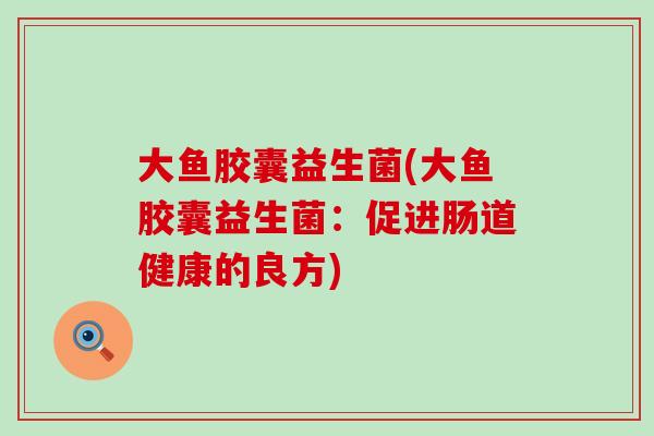 大鱼胶囊益生菌(大鱼胶囊益生菌：促进肠道健康的良方)