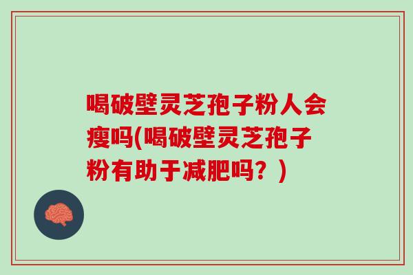 喝破壁灵芝孢子粉人会瘦吗(喝破壁灵芝孢子粉有助于减肥吗？)