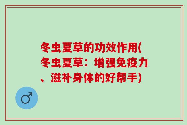 冬虫夏草的功效作用(冬虫夏草：增强免疫力、滋补身体的好帮手)