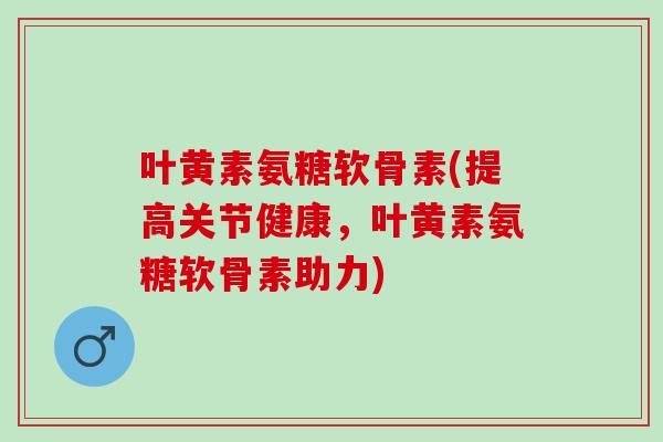 叶黄素氨糖软骨素(提高关节健康，叶黄素氨糖软骨素助力)