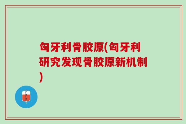 匈牙利骨胶原(匈牙利研究发现骨胶原新机制)