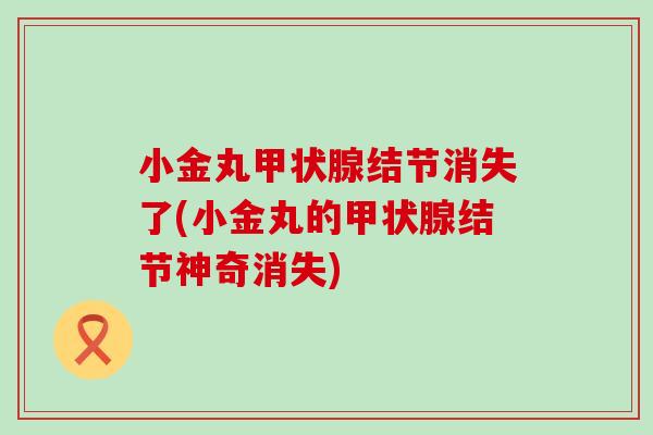 小金丸结节消失了(小金丸的结节神奇消失) 小金丸结节消失了(小金丸的结节神奇消失)