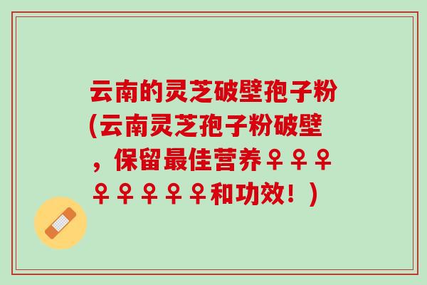 云南的灵芝破壁孢子粉(云南灵芝孢子粉破壁，保留最佳营养♀♀♀♀♀♀♀♀和功效！)