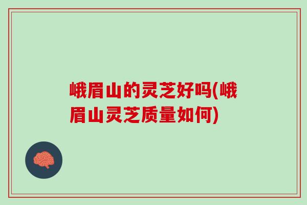 峨眉山的灵芝好吗(峨眉山灵芝质量如何)