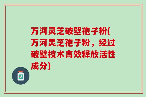 万河灵芝破壁孢子粉(万河灵芝孢子粉，经过破壁技术高效释放活性成分)