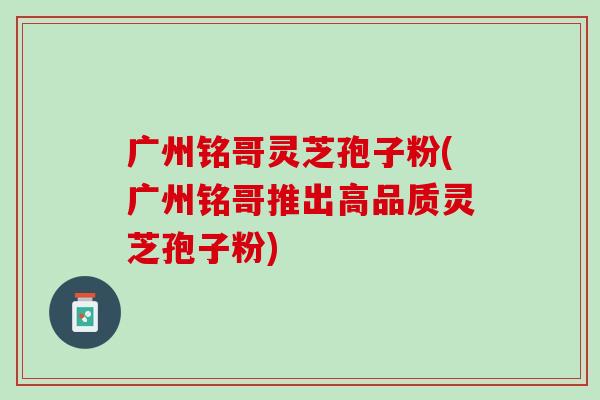 广州铭哥灵芝孢子粉(广州铭哥推出高品质灵芝孢子粉)