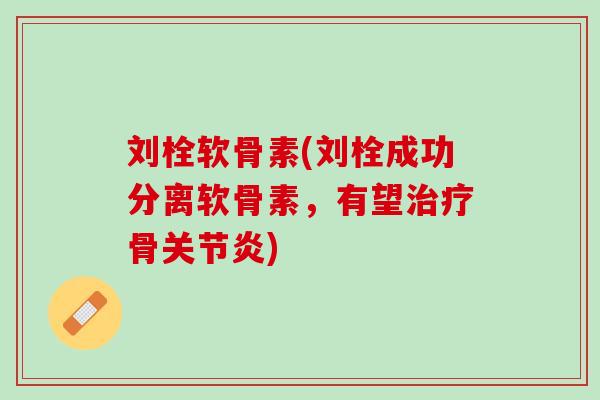 刘栓软骨素(刘栓成功分离软骨素，有望治疗骨关节炎)