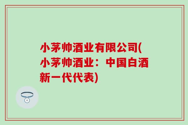 小茅帅酒业有限公司(小茅帅酒业：中国白酒新一代代表)