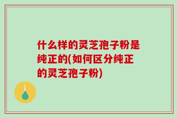 什么样的灵芝孢子粉是纯正的(如何区分纯正的灵芝孢子粉)