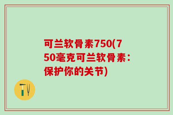 可兰软骨素750(750毫克可兰软骨素：保护你的关节)