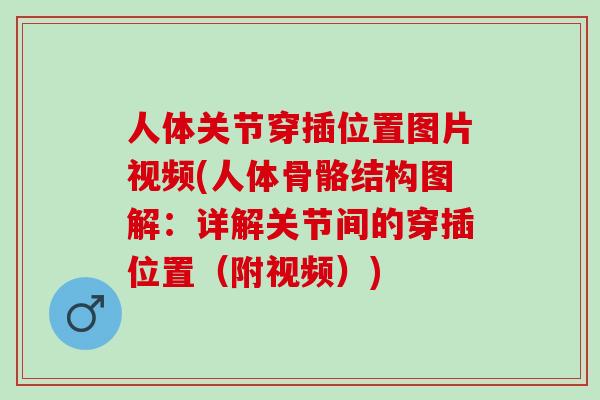 人体关节穿插位置图片视频(人体骨骼结构图解：详解关节间的穿插位置（附视频）)