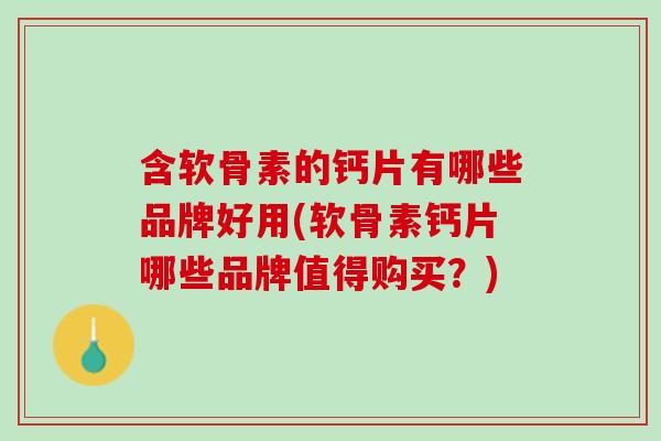 含软骨素的钙片有哪些品牌好用(软骨素钙片哪些品牌值得购买？)