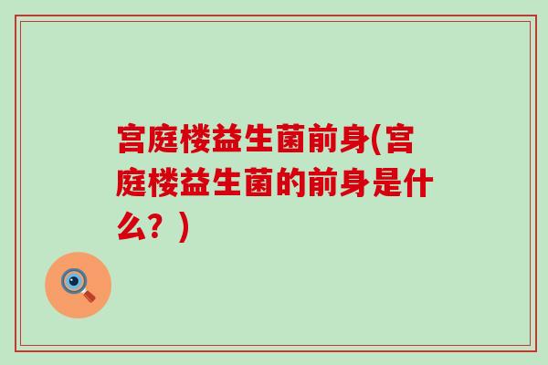 宫庭楼益生菌前身(宫庭楼益生菌的前身是什么？)