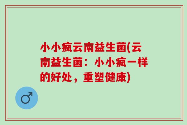 小小疯云南益生菌(云南益生菌：小小疯一样的好处，重塑健康)