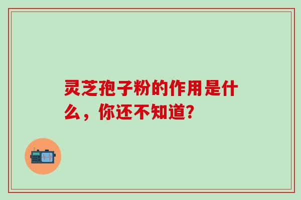 灵芝孢子粉的作用是什么，你还不知道？