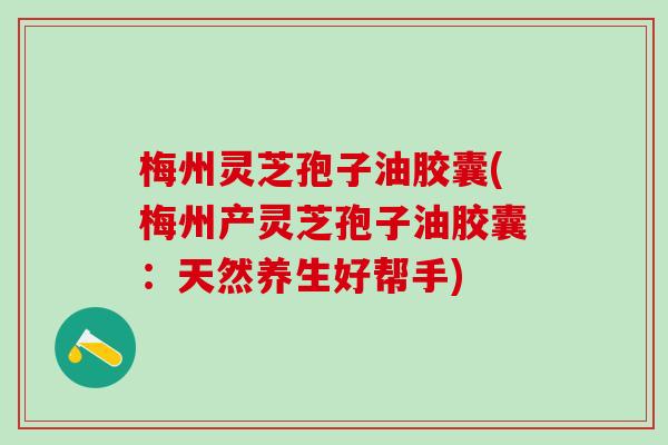 梅州灵芝孢子油胶囊(梅州产灵芝孢子油胶囊：天然养生好帮手)