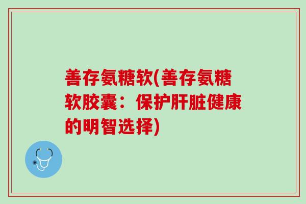 善存氨糖软(善存氨糖软胶囊：保护肝脏健康的明智选择)